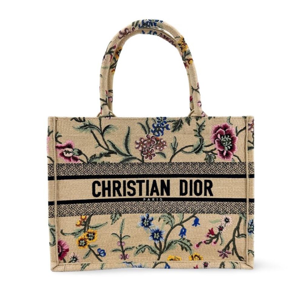 Christian Dior Book Embroidered Canvas Beige Canvas Tote Bag Bag